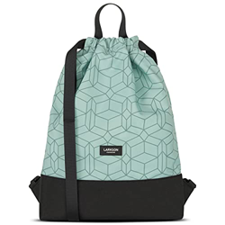 LARKSON Bolsa de Deporte Mujeres y Hombres Verde Menta - No 7 - Bolsa de Cuerda para Niños con Bolsillo Interior - Mochila Pequeña de Tela para Gimnas características