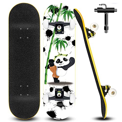 Completo Skateboard Skate Patineta Maple para Niños y Adolescentes Tabla Skate 79 x 20 cm con Rodamientos ABEC-7 y Juego de Herramientas T