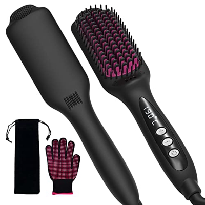 Cepillo Alisador Pelo Cepillo Alisador Cabello Electrico de Ionico Negativos con 12 Configuraciones de Temperatura Antiescaldado 45S MCH Calentamiento