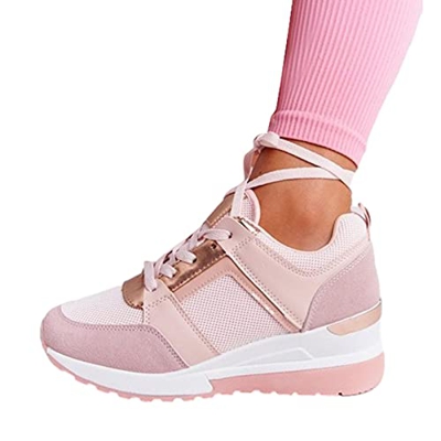 Zapatos Para Caminar De Mujer Zapatilla De Tacón De Cuña Con Suela Gruesa Zapatilla Deportiva Casual Para Correr Zapatos De Malla Transpirable Para Te