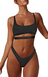Bikinis Brasileños para Mujer Sexy Conjuntos de Bikini con Tiras Recortadas Tanga de Corte Alto con Escote Redondo Bajo precio