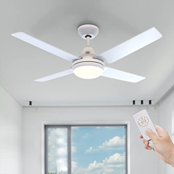 Ventilador de techo Newday de 122 cm con luces y control remoto, ventiladores de techo modernos con 4 aspas reversibles, motor silencioso, temporizado en oferta