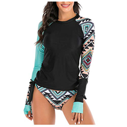 Traje de neopreno para mujer, para surf, bañador, crema solar, manga larga, parte superior de bikini con estampado Negro L características