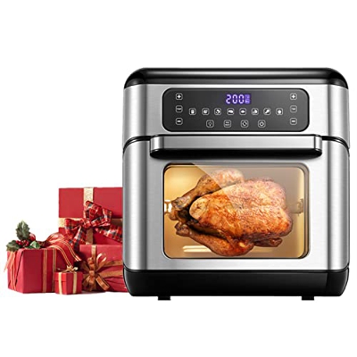 Freidora sin Aceite 10L 1500W Horno de Aire Caliente con 8 Programas, Pantalla LED Táctil, Freidora de Aire Caliente con Diseño Compacto, Fácil de Lim