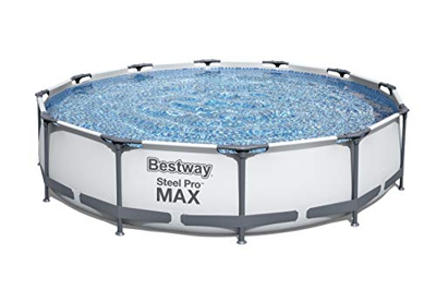 Bestway BW56416GB-21 - Piscina de acero con bomba de filtro, color gris, 3,7 m