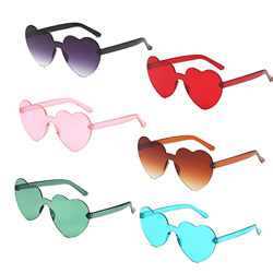 6 Pieza Corazón Gafas, Gafas de Sol con Forma de Corazón, Gafas de Sol Transparentes Color, Caramelo Gafas de Sol, Divertidas Gafas de Espejos, Gafas  precio