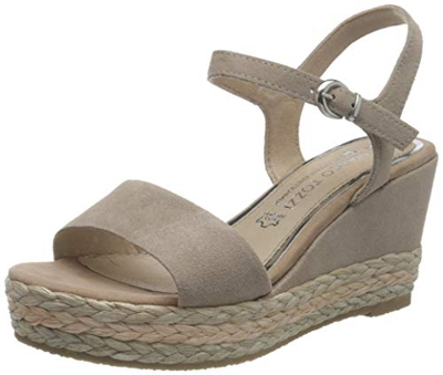 Marco Tozzi by Guido Maria Kretschmer 2-2-88302-26-Sandalias de Piel de Ante, Sandalias con cuña Mujer, Color Carne, 38 EU