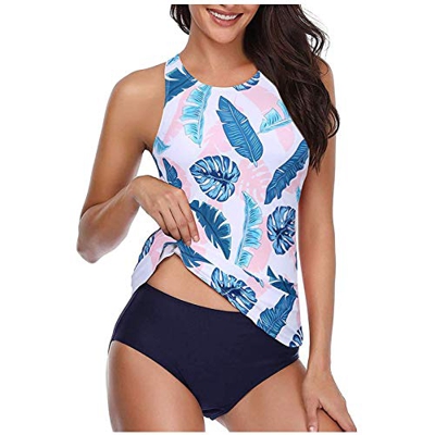 2021 Nuevo Mujer Conjuntos de Bikinis Hawai impresión Push Up Trajes de Baño de Tanga Cintura alta dos piezas deporte Ropa de Playa Sexy Tankinis Conj