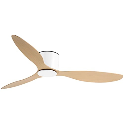 HOMCOM Ventilador de Techo Motor DC Ø132x18 cm con Mando a Distancia 3 Aspas Reversibles 6 Velocidades y Temporizador Silencioso para Dormitorio Salón