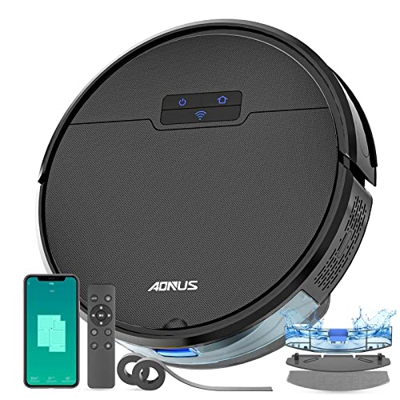 Robot Aspirador y Fregasuelos 3000Pa de Aspiración, Robot Fregasuelos Compatible con Alexa Google Home, Aspirador Robot para Pelo de Mascotas Alfombra