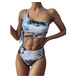 SHOBDW Bikinis Mujer Conjunto de Bikini Dividido Un Hombro Colorido Rayas Sin Tirantes Cosido Sujetador Acolchado Sin Respaldo Push-up Bikinis Bottoms características
