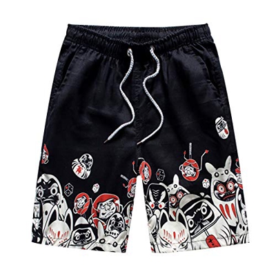 KAQQ Outdoor Pants Men's Shorts Swimming Summer Five-Point Beach Quick-Drying Men's Pants (Black, XL)
