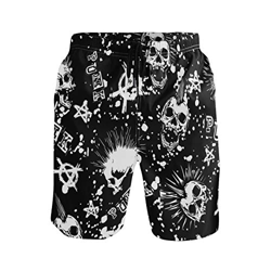 Wamika Bañador de playa para hombre, diseño abstracto de calavera hawaiana, bañador para playa en oferta
