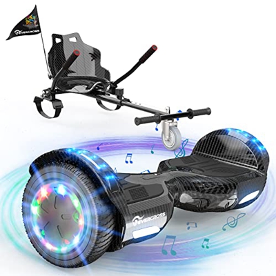 EVERCROSS Hoverboards con Asiento Patinete de autoequilibrio con Hoverkart 6.5 "Hover Scooter Board Altavoces Bluetooth y LED Go Kart Regalo Ideal par