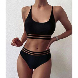 WQZYY&ASDCD Traje De Baño Bikinis Bikini De Cintura Alta Traje De Baño Sexy para Mujer Ropa De Playa-Negro_S precio