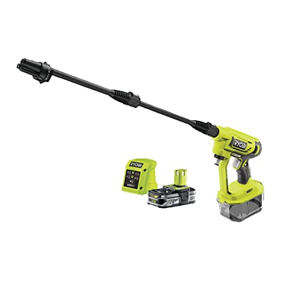 RYOBI - Limpiadora de alta presión 18V - 22 bars - 182 litros/h - boquilla 3-en-1 - conexión agua 6m - incluy con filtro y manguera integrado - 1 bate
