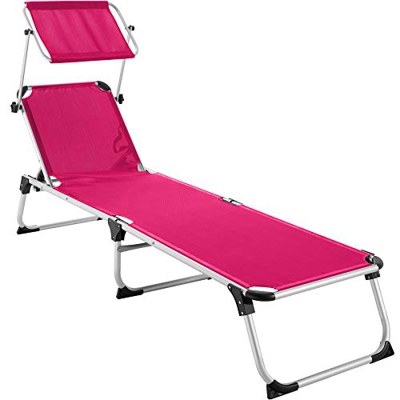 TecTake 800812 Tumbona, Tumbona Plegable para la Piscina con Parasol Ajustable, Asiento portátil para Playa con Respaldo reclinable, Tumbón Exterior p