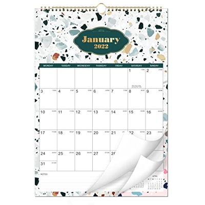 Calendario de pared 2022: calendario de pared anual 2022, calendario mensual de escritorio / pared, enero de 2022 - diciembre de 2022, bloques grandes