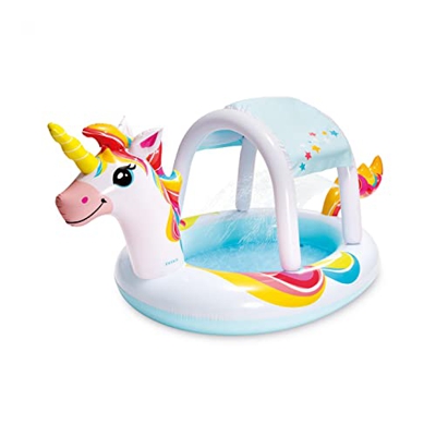 Intex Piscina hinchable Unicornio 254x132x109 cm con ducha y techo (Capacidad 130 litros) (+ 2 años)