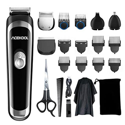 Maquina Cortar Pelo Acekool 19 in 1 Cortapelo Profesional Hombre Recargable BT1 Recortador Pelo Barba Kit Máquina Cortar Pelo Impermeable y Inalámbric