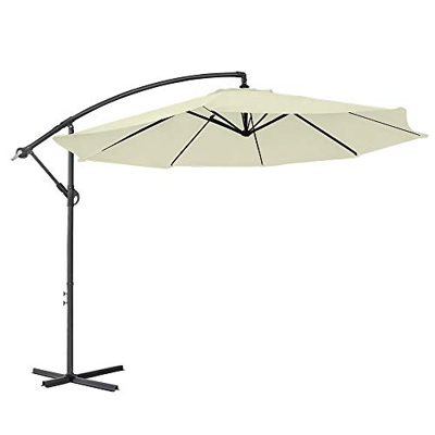 LZQ - Sombrilla de Aluminio para balcón, jardín, 350 cm, para terraza, Mercado, con protección UV 40+, para jardín, terraza, balcón