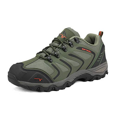 NORTIV 8 Zapatos de Senderismo Hombres Zapatillas Trekking Impermeables Botas Montaña Ligeros al Aire Libre EJÉRCITO-Verde-Negro-Naranja 160448_Low Ta