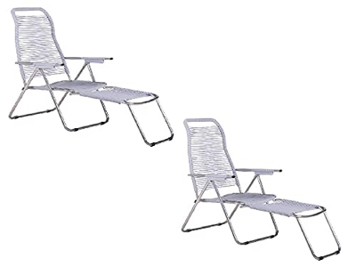 2 x Fiam Tumbona Spaghetti Art. 084GR estructura de aluminio, asiento de PVC gris