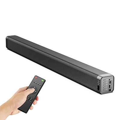 Barra de Sonido 2.0 para TV Bluetooth 5.0 120 dB, Intergado DSP con Sonido Envolvente, Altavoz con AUX, USB, Óptica para Cine en Casa