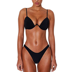 Joligiao Mujer Traje de Baño Conjunto de Bikini Push Up Sexy Brasileño Bikini con Cuello en V Ropa de Playa Bañador Bikini de Corte Alto con Aros y Br precio