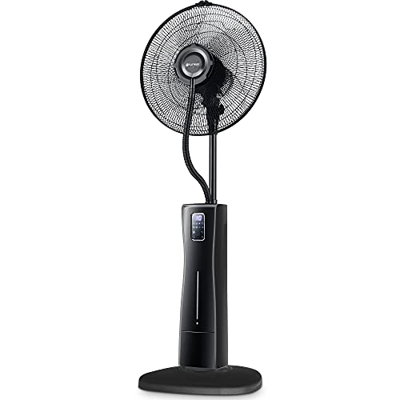 Grunkel - FAN-G16 NEBUPRO - Ventilador con nebulizador independiente y mando a distancia, panel LED táctil, temporizador hasta 12 horas, 3 velocidades