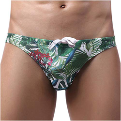 WOYAOFEI Male Swimming Briefs - Bañador corto para hombre, de caña baja, liso, con estampado de flores, verde, XXL en oferta