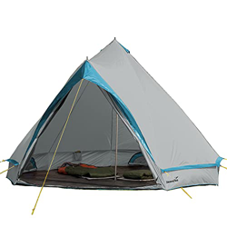 Skandika Comanche Tipi - Tienda de campaña familias/Grupos - 8 Personas - Altura 2,5 m - Columna Agua 3000 mm - Suelo bañera (Gris/Azul) en oferta