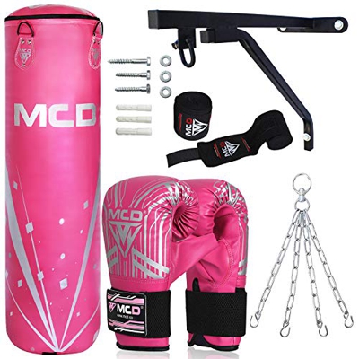 MCD Vacío Saco de Boxeo Adulto 4FT, 5FT Bolsa de Boxeo con Guantes Soporte de Pared y Cadena Ideal para MMA, Artes Marciales, Kickboxing Uso Profesion