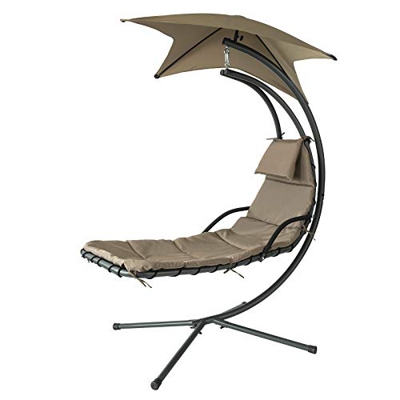 SoBuy OGS39-BR Tumbona Colgante con toldo sillón balancín jardín Marrón ES (OGS39-BR)