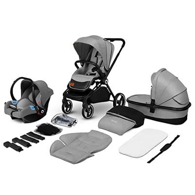 LIONELO Mika cochecito de bebé 3 piezas, coche de bebé 3 en 1, carrito para bebé, carro bebé 3 piezas el conjunto, silla de paseo, capazo y silla de c