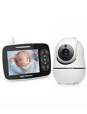 Vigilabebés con Cámara 3,5 Pulgadas Danolt Monitores de Vídeo para Bebés Pan Tilt Talkback Bidireccional Visión Nocturna Canciones de Cuna Temperatura