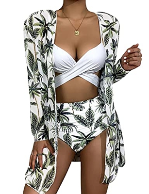 Bikinis Talle Alto Mujer Push Up Bañadores Mujer Bañador Natacion Mujer Tankini Gordita Conjunto Bikini Flores Cintura Alta 3 Piezas Talle Grande Trik