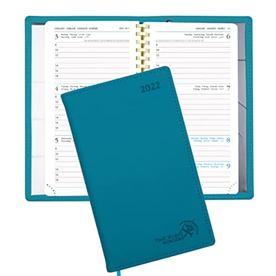 POPRUN Agenda 2022 Semana Vista de Bolsillo 10 x 17 cm - Planificador 2022 Semanal Vertical con Intervalo Horario, Páginas de Nota y Contacto, Tapa Bl