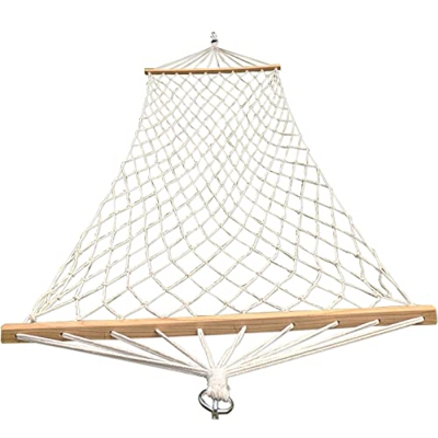 Hamacas, hamaca tradicional de cuerda de algodón con cadenas y ganchos para exteriores, interiores, patio, madera maciza, 250 libras