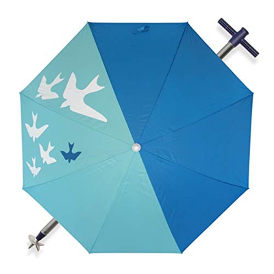 Pincho Sombrilla de Playa Ø180 cm Acero, Tela poliéster con protección UPF 50+, Sistema, Punta de Aluminio y maneta, 8 Varillas de Acero de 3 mm, recl