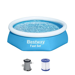 Bestway Fast Set Piscina con bomba de filtro, diámetro 244 x 61 cm, azul, redonda características