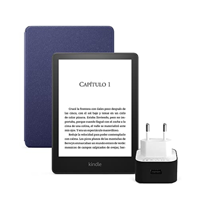 Kindle Paperwhite Essentials Bundle con Kindle Paperwhite (8 GB, sin publicidad), Funda de Piel de Amazon y Cargador Amazon PowerFast (9 W)