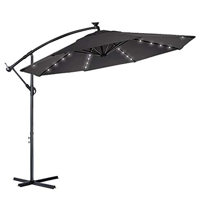 LZQ - Sombrilla de aluminio para balcón, jardín, 350 cm, para terraza, mercado, con protección UV 40+, para jardín, terraza, balcón