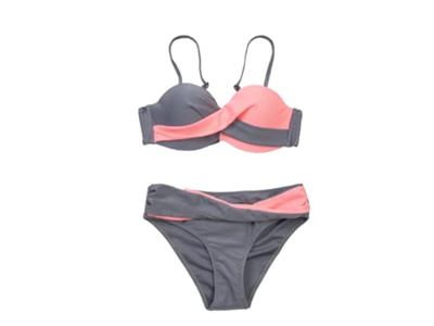 ShopINess Bikini Bicolor (Gris Claro-Rosa, XL)