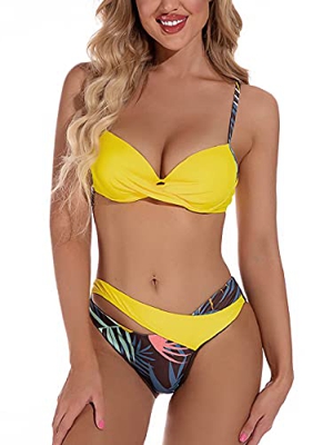 heekpek Bikinis Mujer Push Up Conjunto Bikini Mujer Estampado Triangulo Bikini Brasileño con Aros Sexy Bañador Mujer