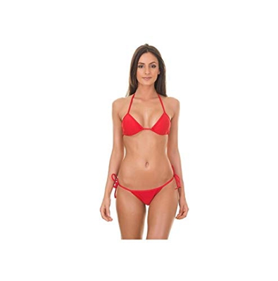 5665 Bikini sexy para mujer, triángulo con cordón ajustable, talla única S/M rojo 44