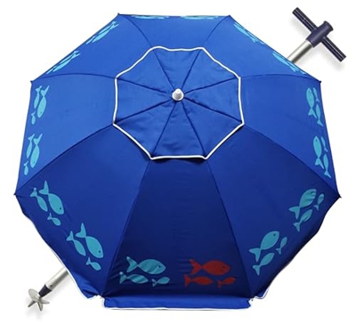 Pincho Sombrilla MARBELLA TUBO 33mm playa/jardín ANTI-VUELCO 2m Aluminio UPF+50 99% UV Punta de Aluminio Reforzado 16 Varillas