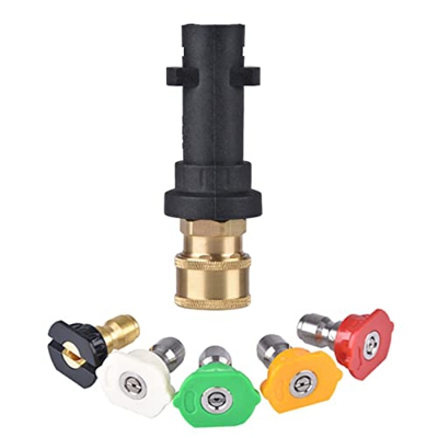 Adaptador de Lavadora a presión, a 1/4 '' de conexión rápida para Karcher K2, K3, K4, K5, K6, K7 Series, con 5 boquillas de arandela eléctrica múltipl