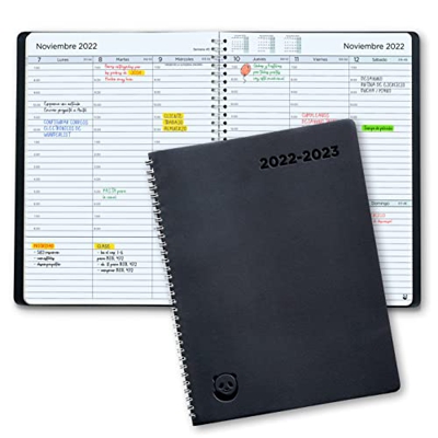 Agenda 2022 2023 con Vista Semanal – Planificador 2022 2023 Semana Vista – Diario Espiral que Inspira Productividad - Intervalos de 30 minutos - Julio
