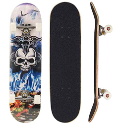 Sumeber - Tabla de skateboard para adultos, para principiantes, cumpleaños, monopatín, para adolescentes, niñas, niños y adultos, Cráneo King precio